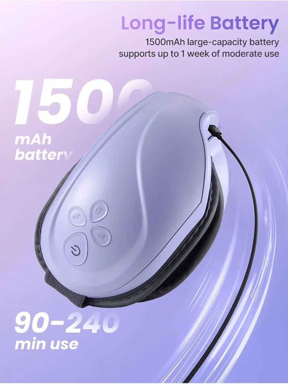 Purple Eye Massager with Heat & Vibration for Relaxation